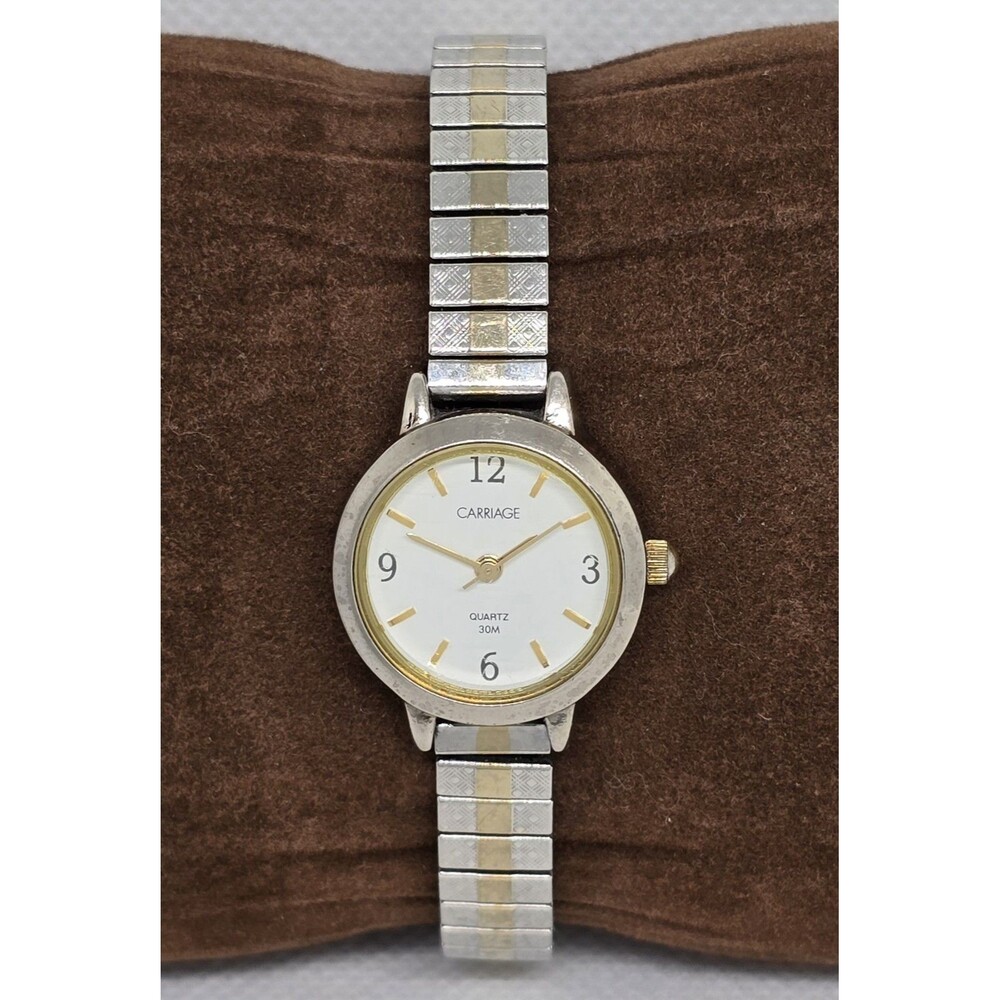 Women's Carriage by Timex Round Petite Silver Gold Tone Expansion Band Watch 13